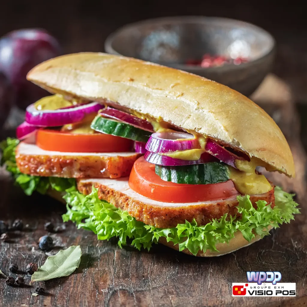 Sandwich au poulet et aux crudités en vente dans notre boutique en ligne - Wpop & Visio Pos
